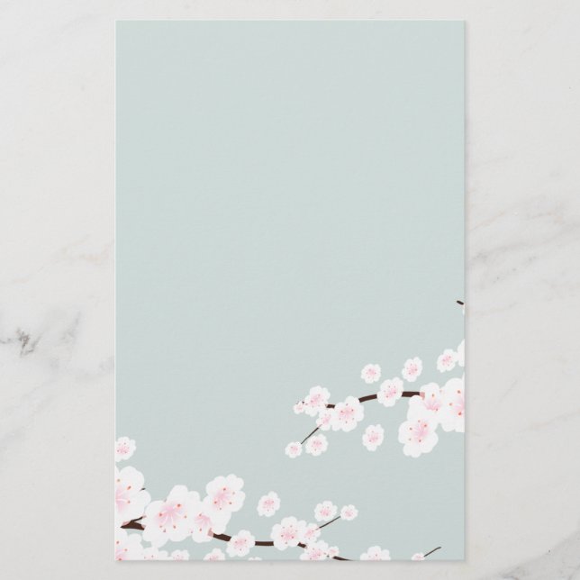 Kirschblüten mit Minzgrün Briefpapier (Vorderseite)