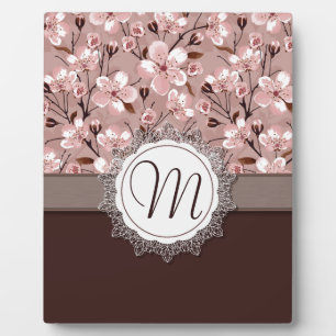 Kirschblüten mit Spitze-Monogramm Fotoplatte