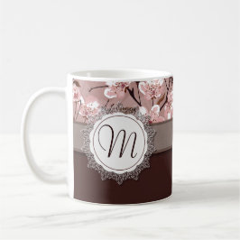 Kirschblüten mit Spitze-Monogramm Kaffeetasse