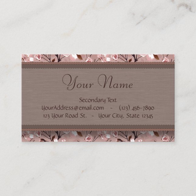 Kirschblüten mit Spitze-Monogramm Visitenkarte (Vorderseite)