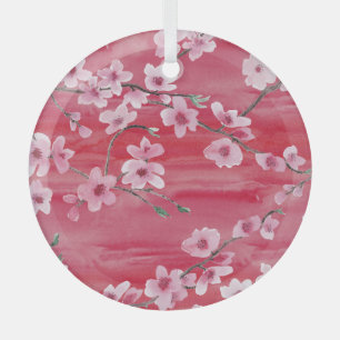 Kirschblüten, nahtlos, Aquarellmuster. Ornament Aus Glas