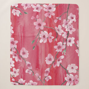 Kirschblüten, nahtlos, Aquarellmuster. Sherpadecke