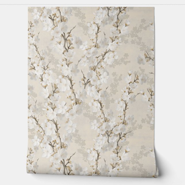 Kirschblüten neutral - beige tapete (Abrollen)