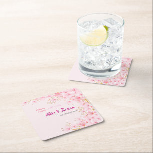 Kirschblüten-Pink personalisiert elegant Rechteckiger Pappuntersetzer