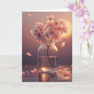 Kirschblüten-Postkarte - Elegante handgezeichnete  Karte