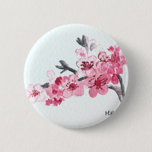 Kirschblüten rosa Blume Button