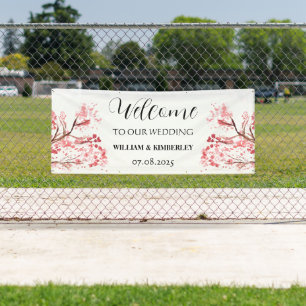 Kirschblüten-Rosa-Blumen Rustikale Elegante Hochze Banner