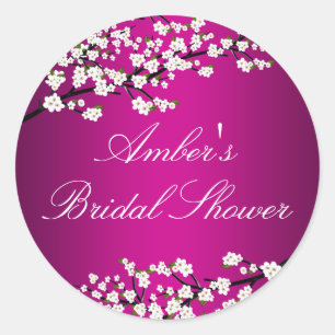 Kirschblüten-Rosa-Braut-Show-Sticker Runder Aufkleber