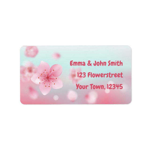 Kirschblüten - rosa mint | romantischer  adressaufkleber (Vorne)