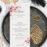 Kirschblüten Rosa romantische Hochzeitskarte Menükarte<br><div class="desc">Dieses individuell gestaltete Hochzeitsmenü ist perfekt für ein stilvolles, romantisches und elegantes Hochzeitsessen geeignet, das sich mit unserer Kollektion "Pink Cherry Blossom Wedding" abstimmt. Mit einer zeitgenössischen Abbildung der Zweige der rosa Aquarellkirsche mit Blume und Blüten ist dieses Menü leicht anpassbar, um die Namen der Braut und des Bräutigam, das...</div>