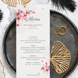 Kirschblüten Rosa romantische Hochzeitskarte Menükarte