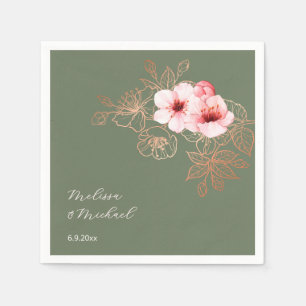 Kirschblüten-Rosa-Sagegrüne-Hochzeit Serviette