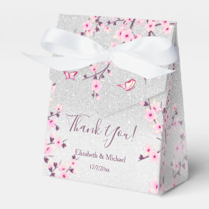 Kirschblüten Rosa Silber Glitter Hochzeit nach Maß Geschenkschachtel