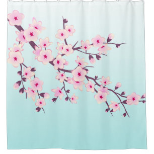 Kirschblüten-rosa Türkis Duschvorhang