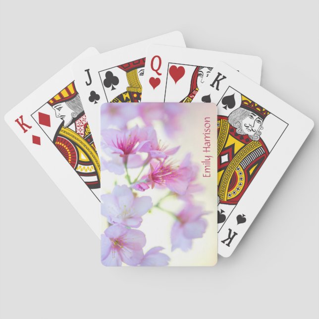 Kirschblüten Rosa und Weiße Flora Spielkarten (Rückseite)