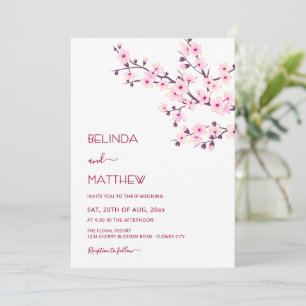 Kirschblüten Rosa Weiß Casual Hochzeit Einladung