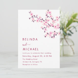 Kirschblüten Rosa Weiße Casual-Hochzeit Einladung