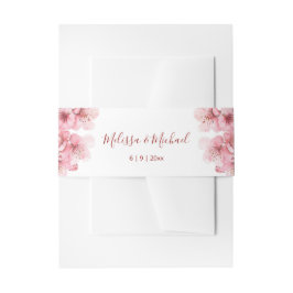 Kirschblüten-Rosa-Weiße-Hochzeit Einladungsbanderole