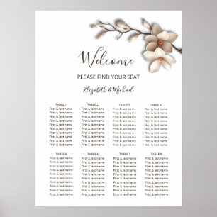 Kirschblüten-Rosa-Weiße-Hochzeit-Sitzordnung Poster