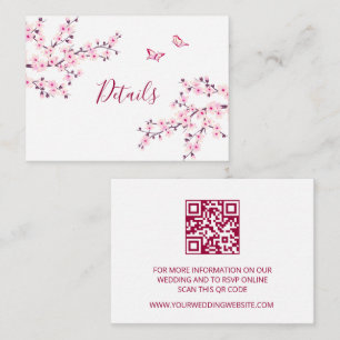 Kirschblüten-Rosa-Weiße-Hochzeits-QR-Code-Details Begleitkarte
