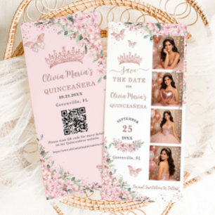 Kirschblüten Rosen Gold Fotoautomat Quinceanera  Save The Date