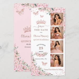 Kirschblüten Rosen Gold Fotoautomat Quinceanera Save The Date