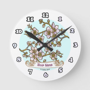 Kirschblüten runde wanduhr