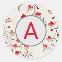 Kirschblüten-Rundsticker mit individuellem Anfangs