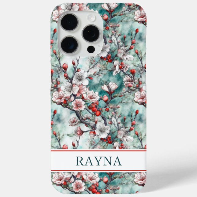 Kirschblüten Sakura Druck Monogramm Case-Mate iPhone Hülle (Rückseite)