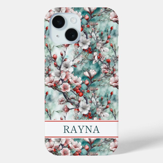 Kirschblüten Sakura Druck Monogramm Case-Mate iPhone Hülle (Rückseite)