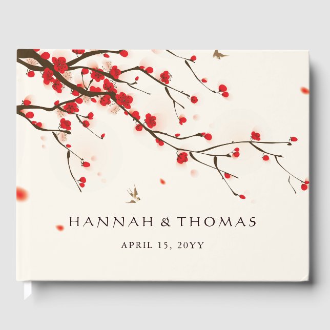 Kirschblüten (Sakura) Hochzeit der Wasserfarben Gästebuch (Vorderseite)