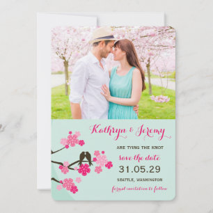 Kirschblüten Sakura Liebesvögel Termin retten Save The Date