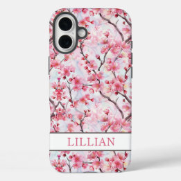 Kirschblüten Sakura Monogramm iPhone 16 Plus Hülle
