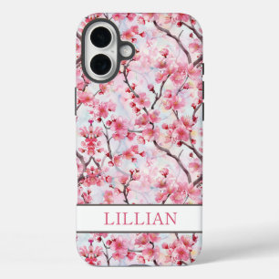 Kirschblüten Sakura Monogramm iPhone 16 Plus Hülle