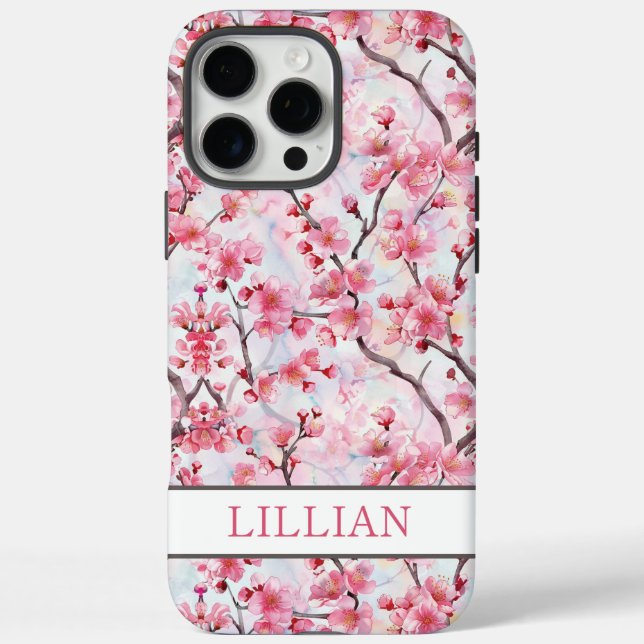 Kirschblüten Sakura Monogramm iPhone 16 Pro Max Hülle (Rückseite)