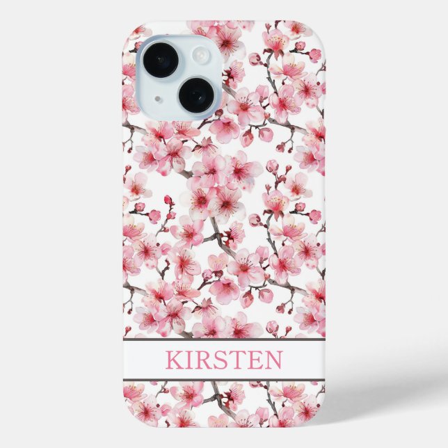 Kirschblüten Sakura Muster Monogramm Case-Mate iPhone Hülle (Rückseite)