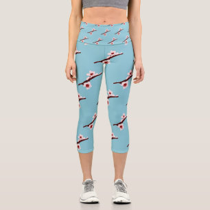 Kirschblüten, Sakura, Rosa Blumenmuster Capri Leggings
