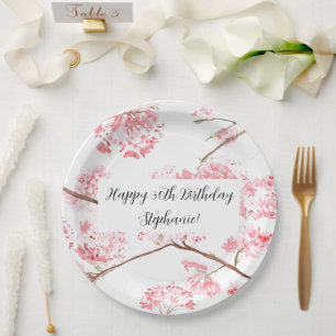 Kirschblüten Sakura Rosa Floral Hübscher Geburtsta Pappteller