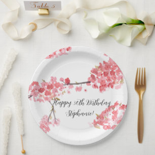 Kirschblüten Sakura Rosa Floral Hübscher Geburtsta Pappteller
