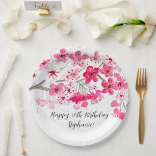 Kirschblüten Sakura Rosa Floral Hübscher Geburtsta Pappteller