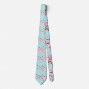 Kirschblüten Sakura Rosa Florale Hochzeit Blau Krawatte