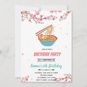Kirschblüten-Schlafparty-Ramen-Party Einladung