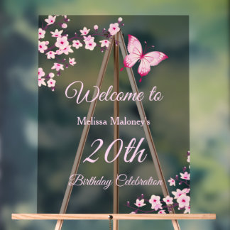 Kirschblüten Schmetterling Geburtstag Acrylschild