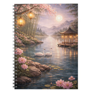 Kirschblüten-Schwanensee-Notizbuch Spiral-Foto-Not Notizblock