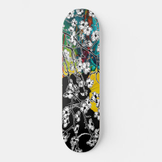 Kirschblüten-Schwarze-Katze-Abstrakte-Blumen Skateboard
