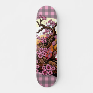 Kirschblüten-Sonnenuntergang-Karo-Ästhetik Japanis Skateboard