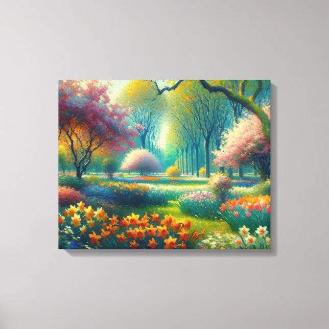 Kirschblüten Springtime Impressionist Abstrakt Leinwanddruck (Vorderseite)
