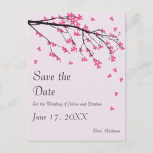 Kirschblüten-Stamm - Save the Date Ankündigungspostkarte