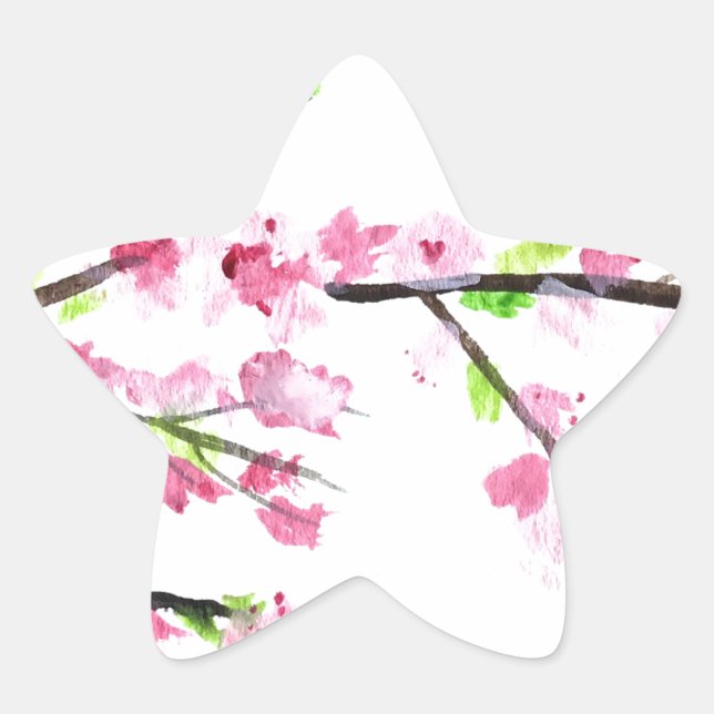 Kirschblüten Stern-Aufkleber (Vorderseite)