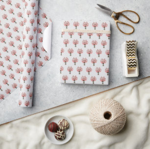 Kirschblüten-Sträußchen-Muster auf Hellgrau Geschenkpapier
